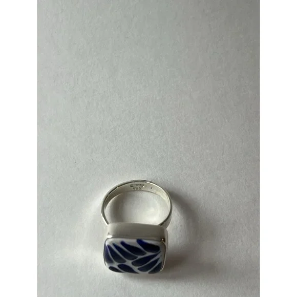 Square Talavera Ring 925 Sterling Silver  Artisan Handmade - Picture 10 of 16